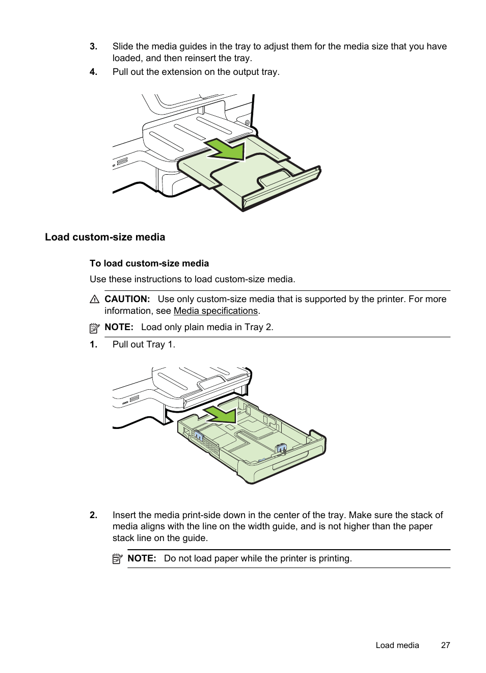 Load custom-size media | HP Officejet Pro 8600 User Manual | Page 31 / 254
