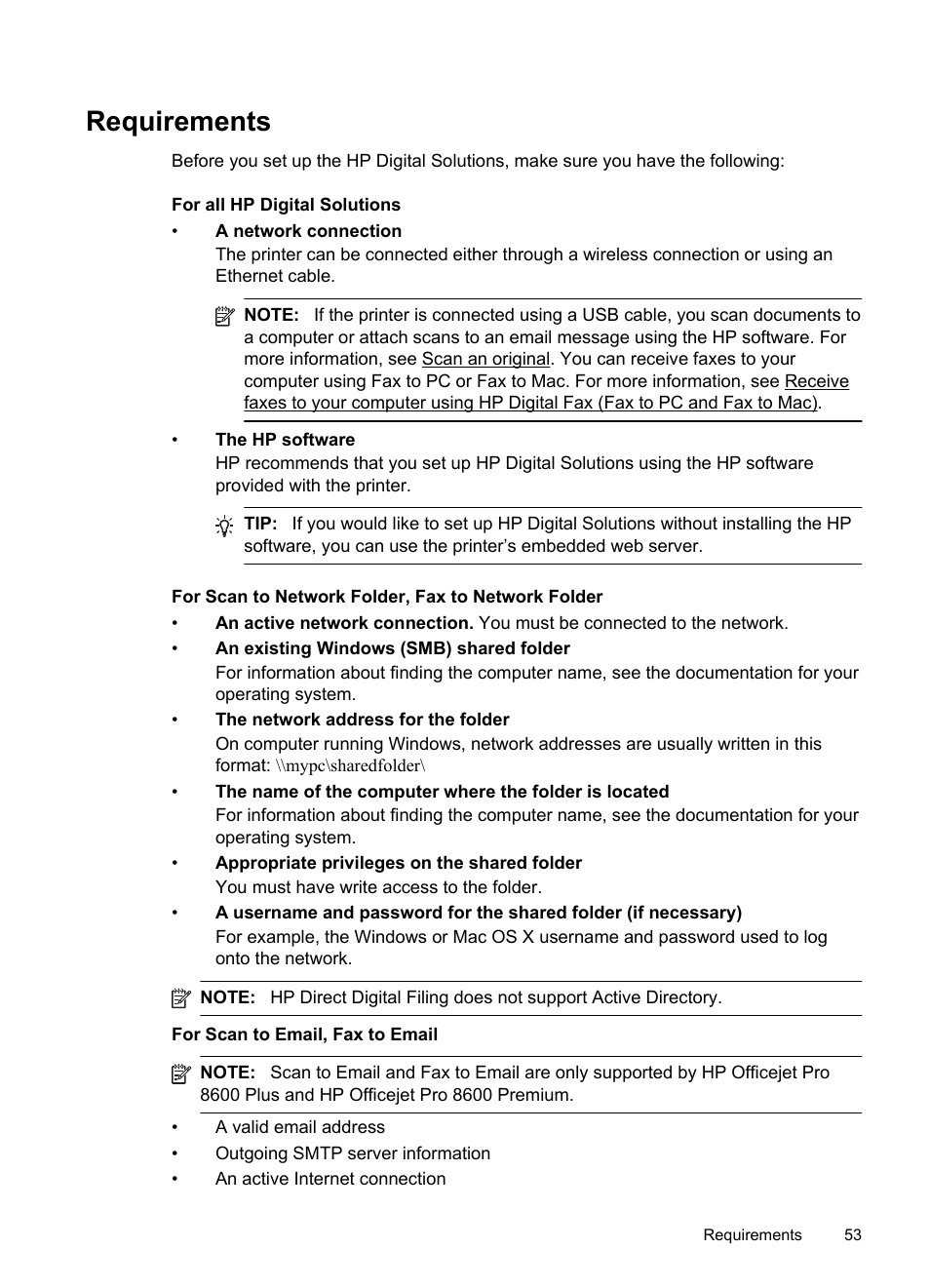 Requirements | HP Officejet Pro 8600 User Manual | Page 57 / 254