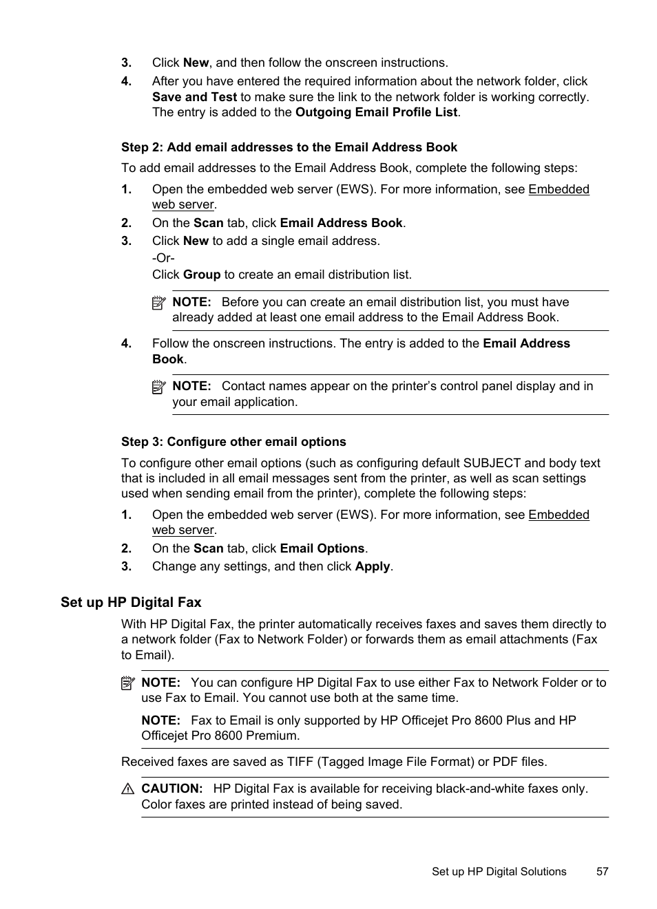Set up hp digital fax | HP Officejet Pro 8600 User Manual | Page 61 / 254