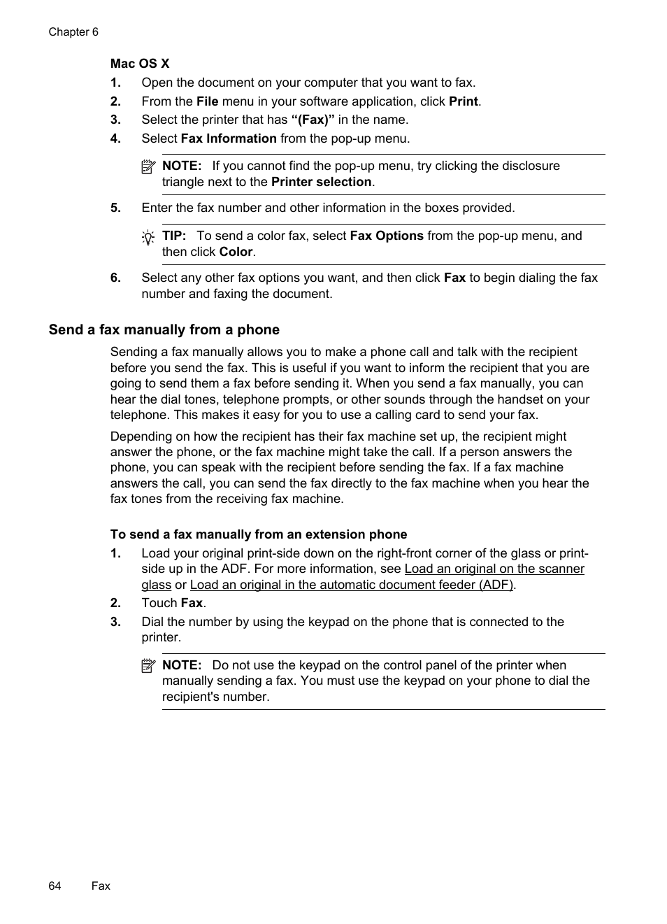 Send a fax manually from a phone | HP Officejet Pro 8600 User Manual | Page 68 / 254