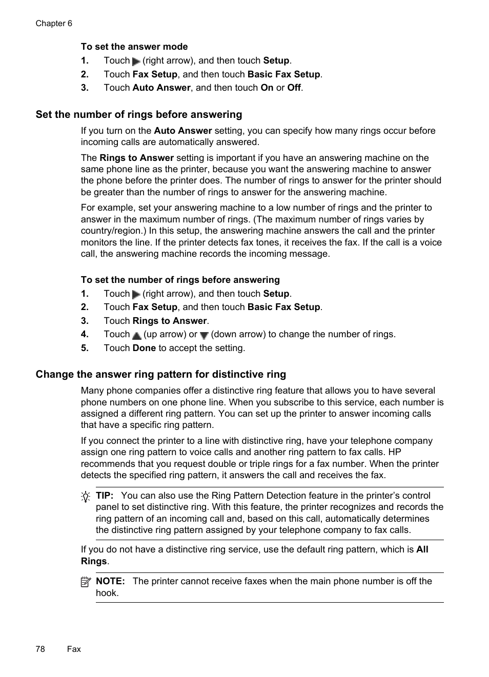 Set the number of rings before answering | HP Officejet Pro 8600 User Manual | Page 82 / 254