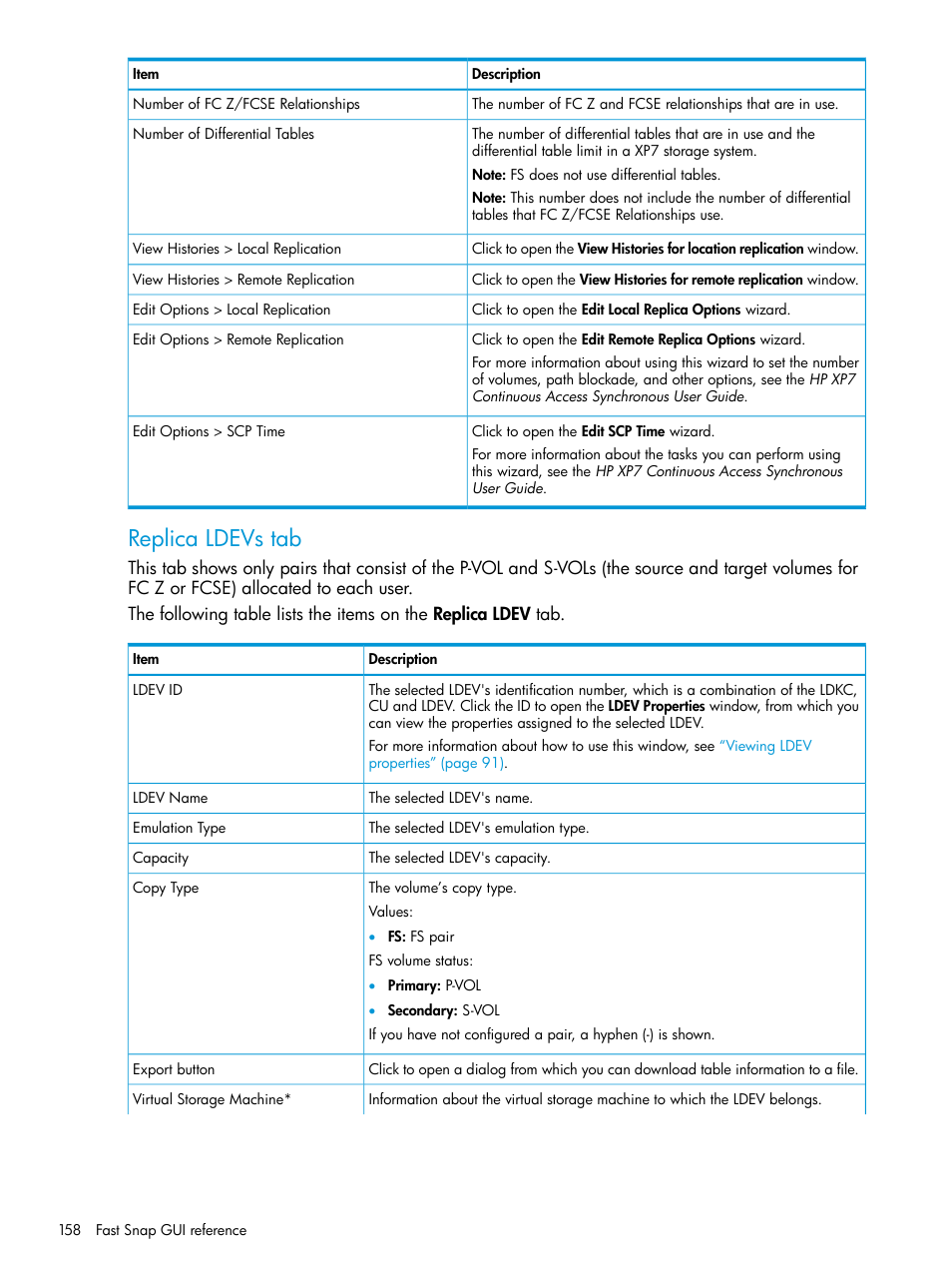 Replica ldevs tab | HP XP7 Storage User Manual | Page 158 / 197