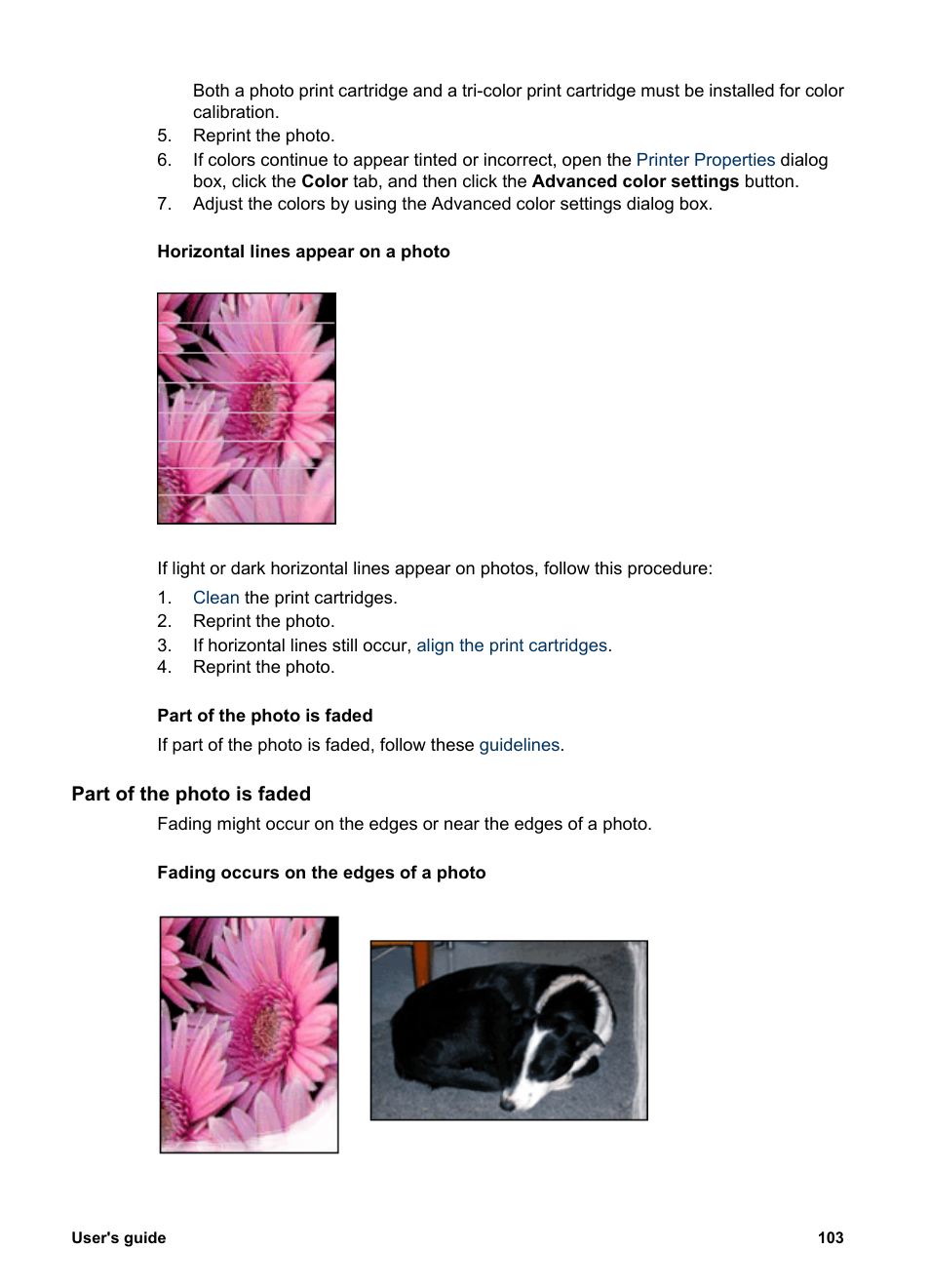 Part of the photo is faded | HP Deskjet 6940 User Manual | Page 105 / 150