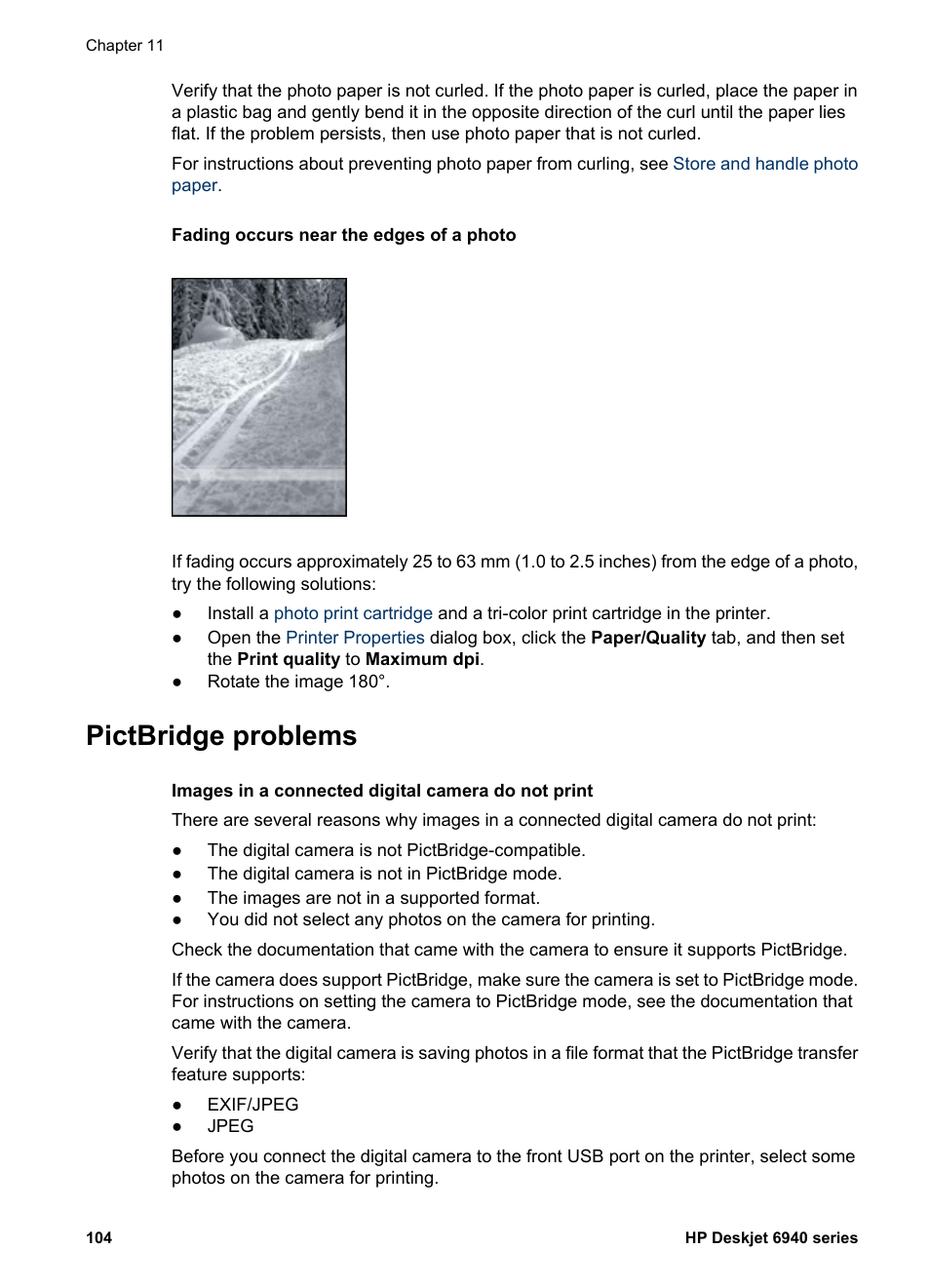 Pictbridge problems | HP Deskjet 6940 User Manual | Page 106 / 150
