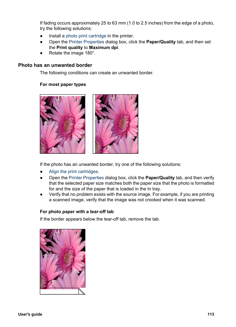 Photo has an unwanted border, Guidelines | HP Deskjet 6940 User Manual | Page 115 / 150