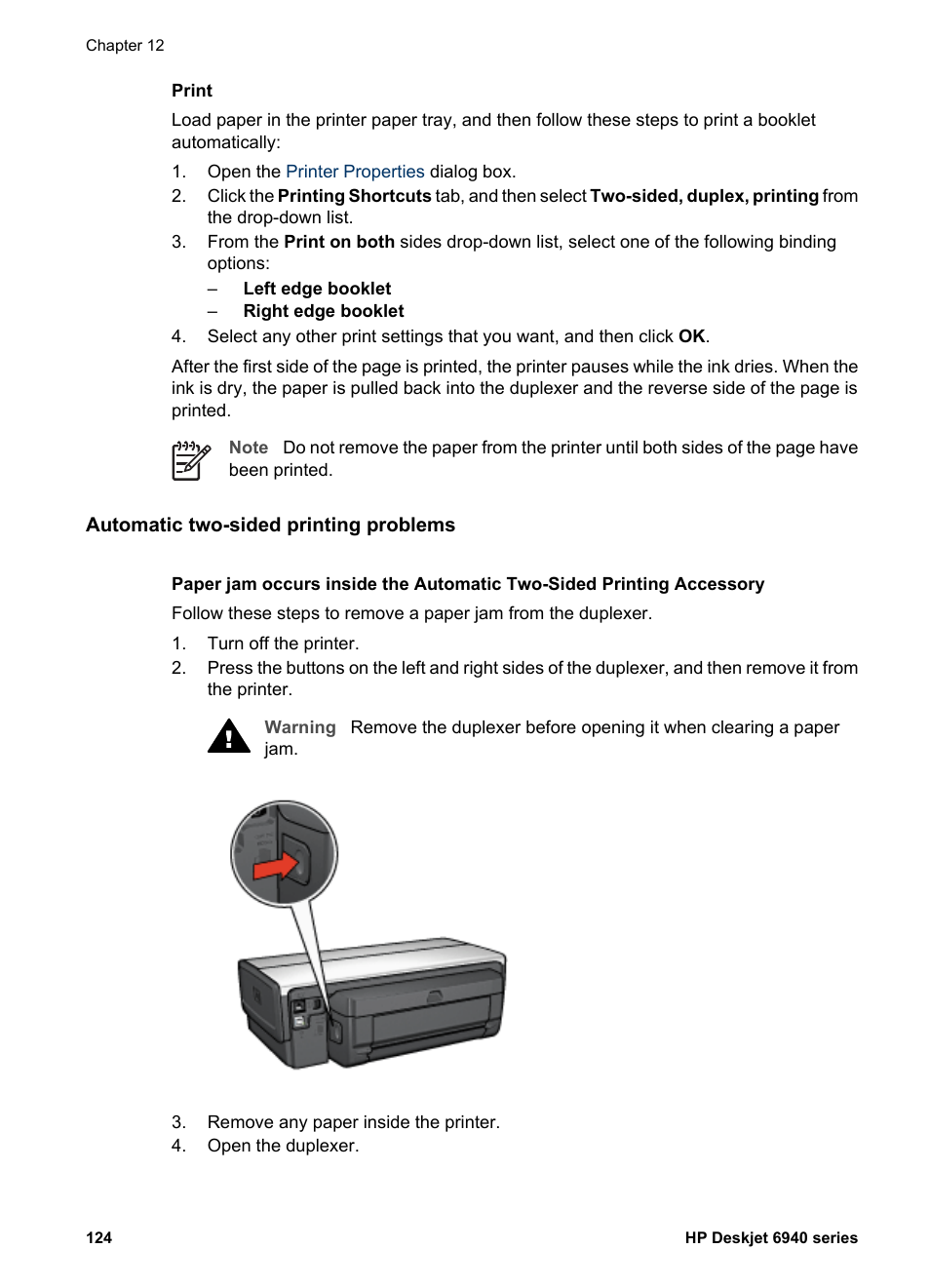 Automatic two-sided printing problems | HP Deskjet 6940 User Manual | Page 126 / 150