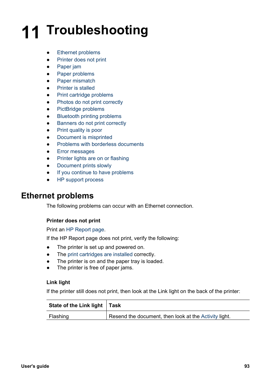 Troubleshooting, Ethernet problems, 11 troubleshooting | HP Deskjet 6940 User Manual | Page 95 / 150