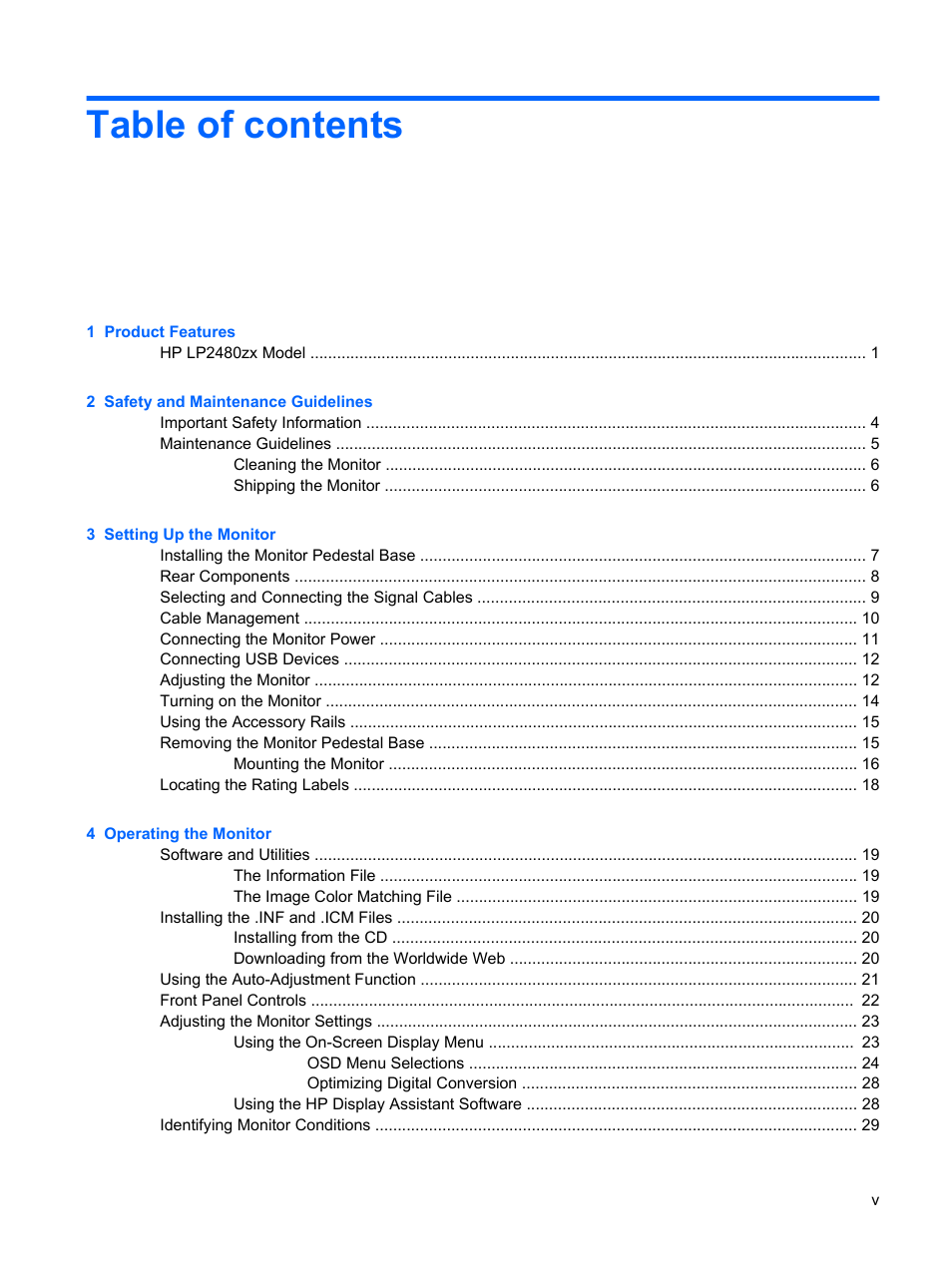 HP DreamColor LP2480zx Professional Monitor User Manual | Page 5 / 59