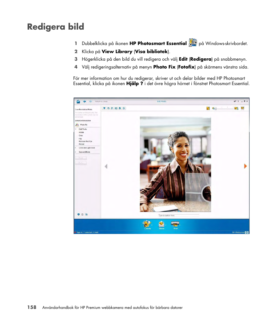 Redigera bild | HP 2-Megapixel Autofocus Webcam User Manual | Page 160 / 241