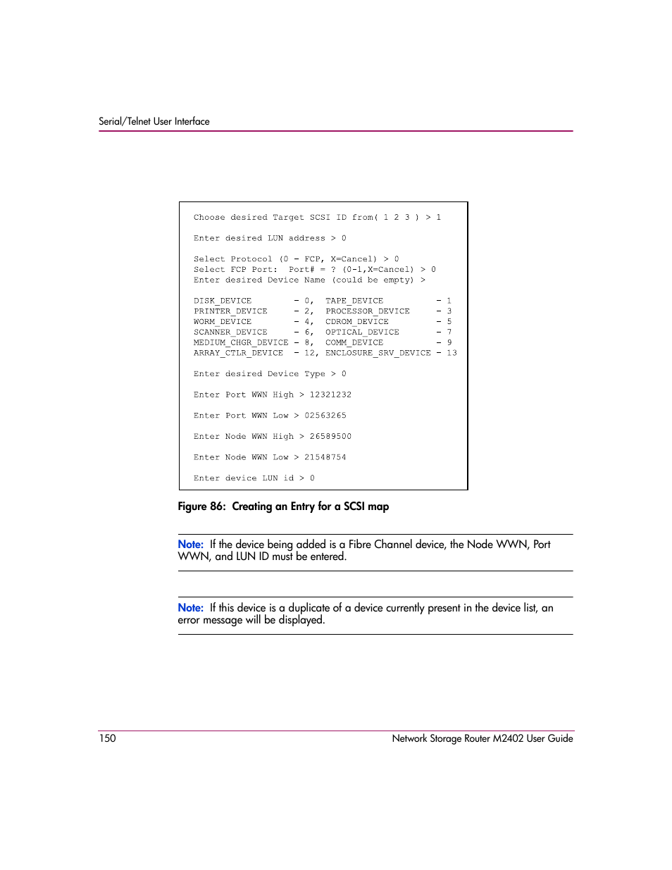 Figure 86: creating an entry for a scsi map | HP Network Storage Router m2402 User Manual | Page 144 / 244