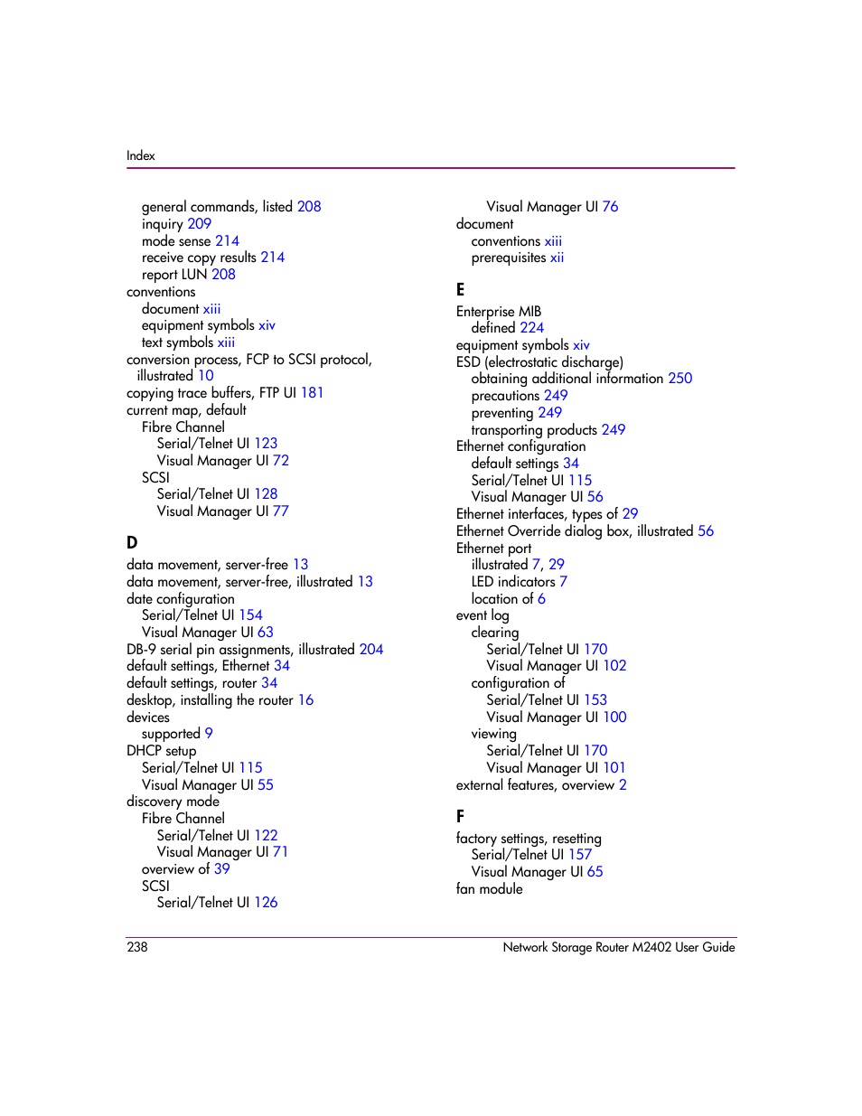 HP Network Storage Router m2402 User Manual | Page 232 / 244