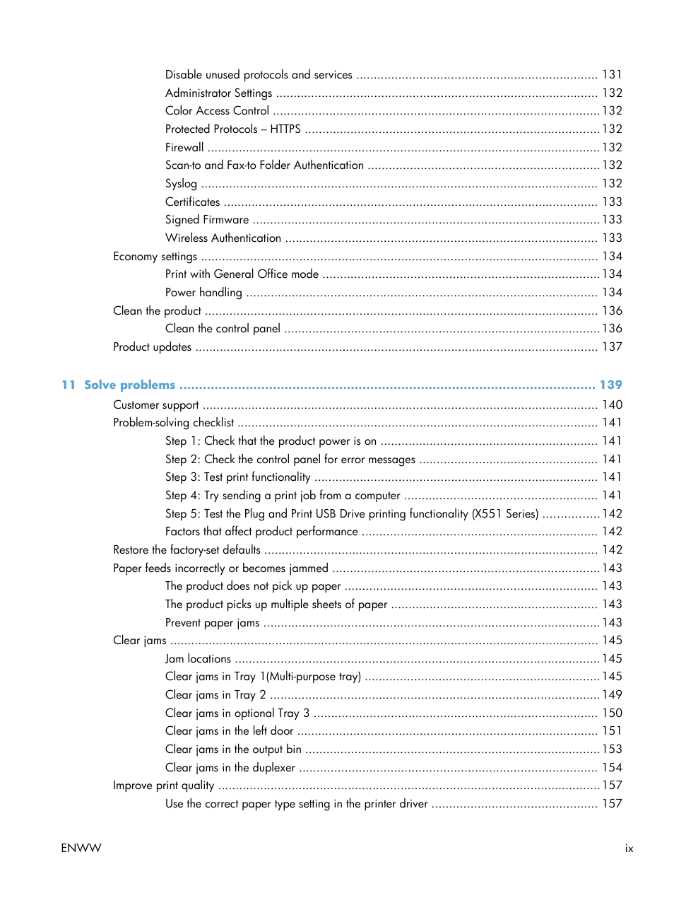 HP Officejet Pro X551 Printer series User Manual | Page 11 / 250