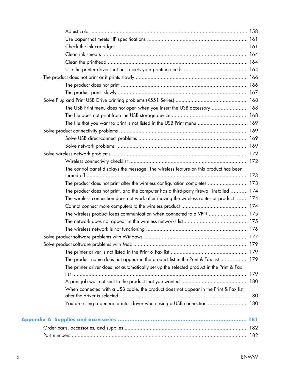 HP Officejet Pro X551 Printer series User Manual | Page 12 / 250
