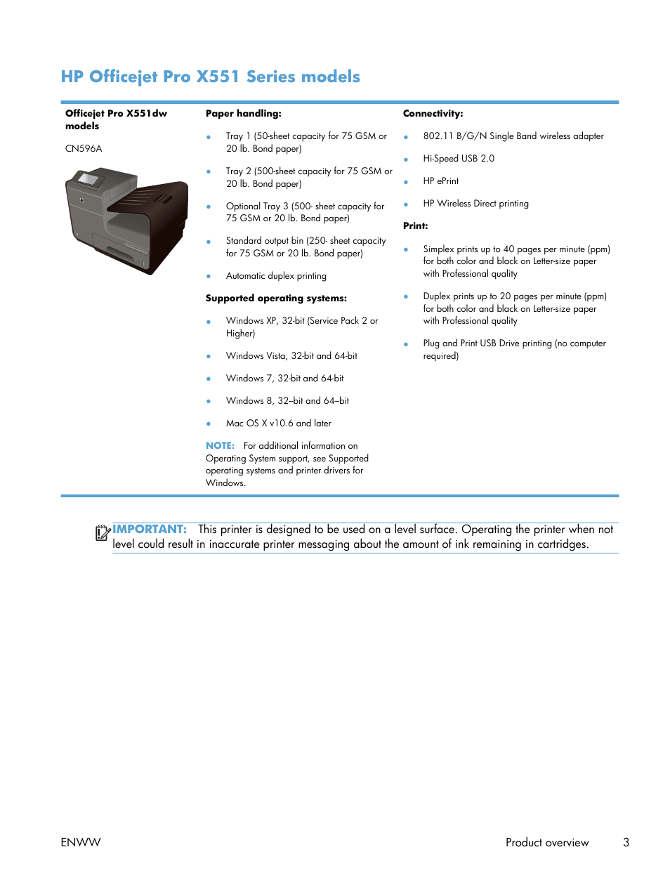Hp officejet pro x551 series models | HP Officejet Pro X551 Printer series User Manual | Page 17 / 250