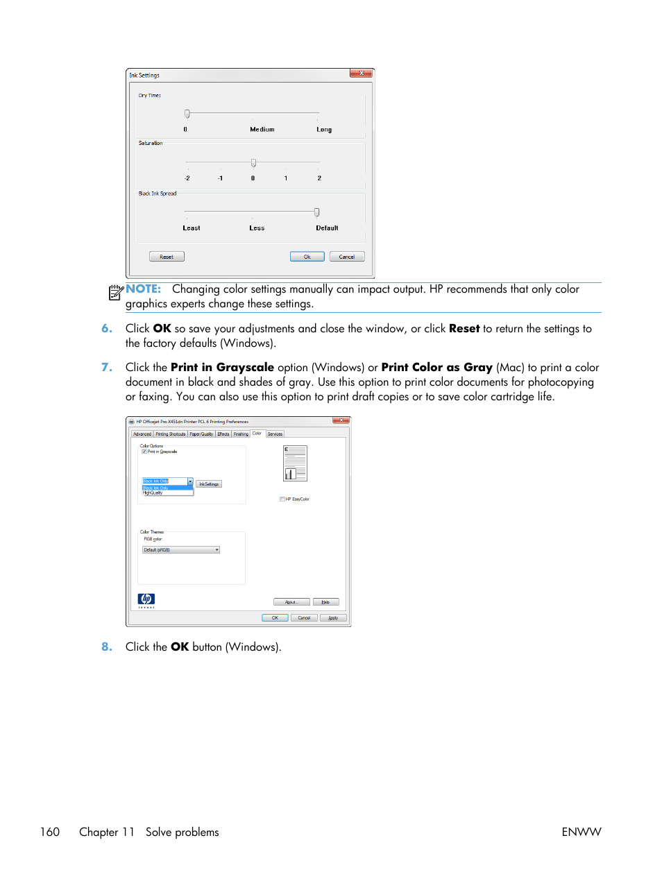 HP Officejet Pro X551 Printer series User Manual | Page 174 / 250
