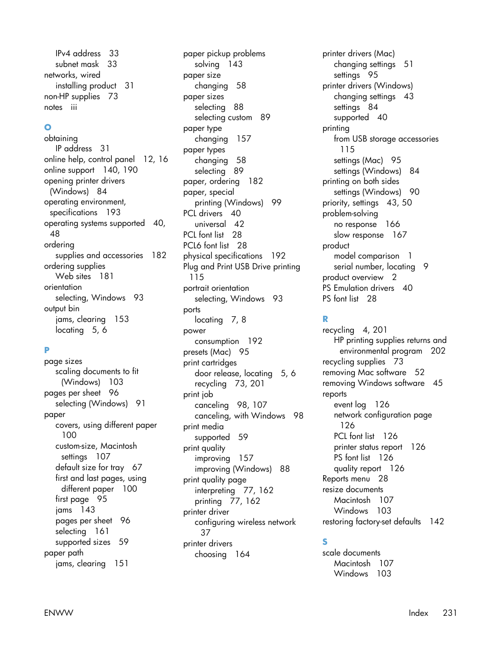 HP Officejet Pro X551 Printer series User Manual | Page 245 / 250