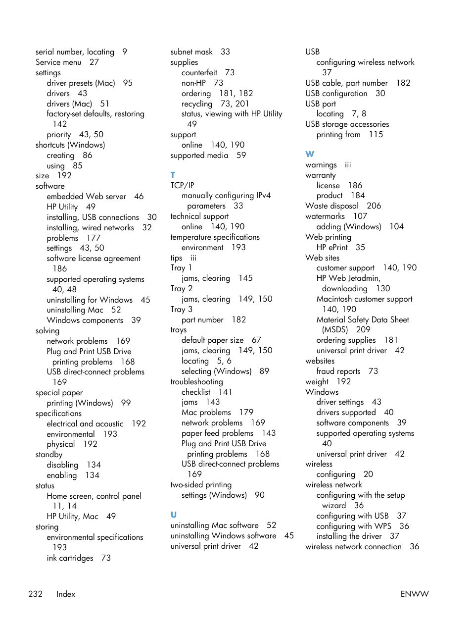 HP Officejet Pro X551 Printer series User Manual | Page 246 / 250