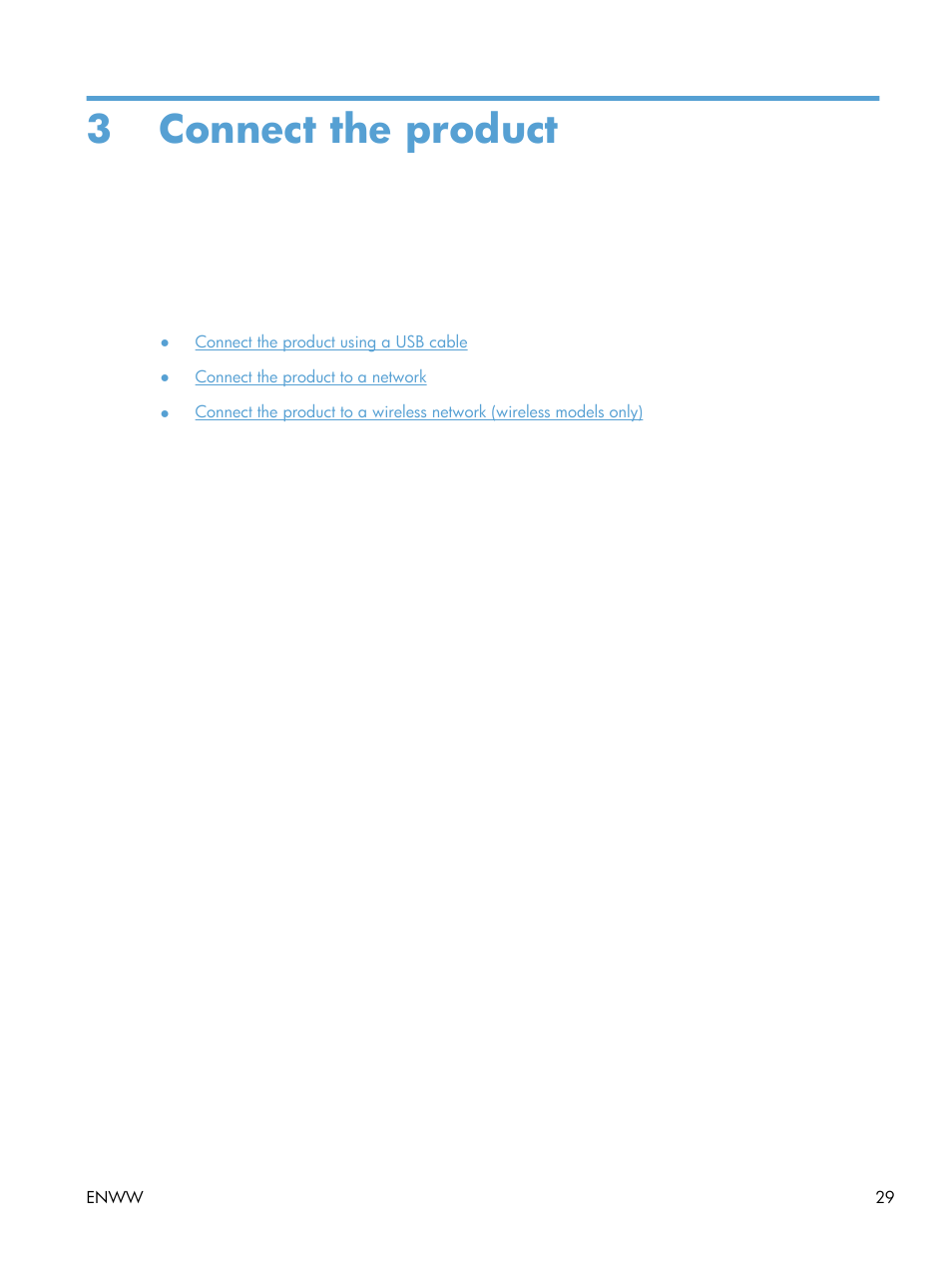 Connect the product, 3 connect the product | HP Officejet Pro X551 Printer series User Manual | Page 43 / 250