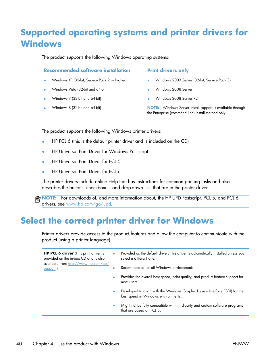 Select the correct printer driver for windows | HP Officejet Pro X551 Printer series User Manual | Page 54 / 250