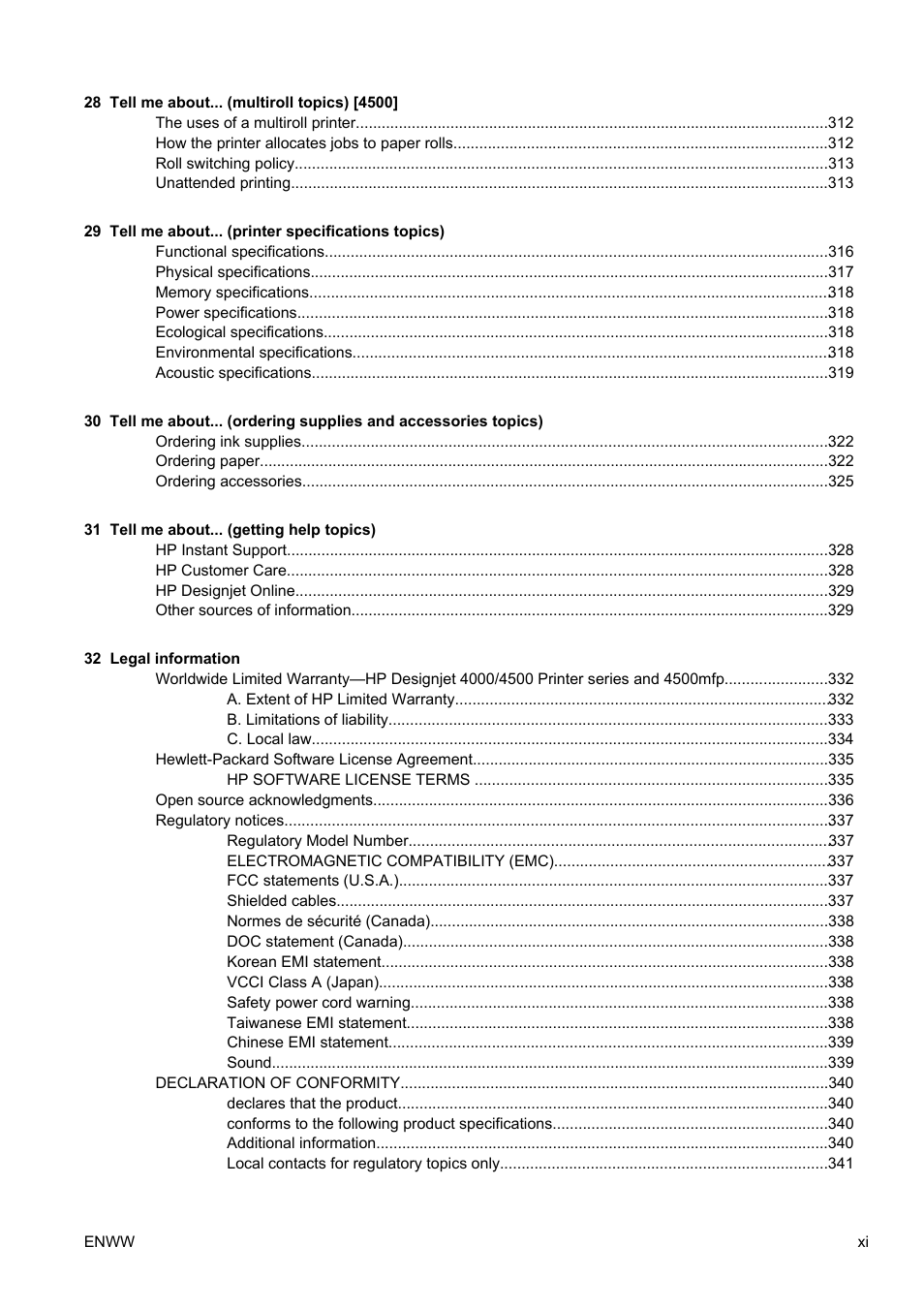 HP Designjet 4500 Printer series User Manual | Page 13 / 360