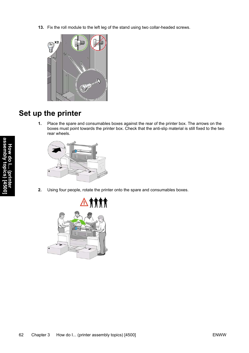 Set up the printer | HP Designjet 4500 Printer series User Manual | Page 76 / 360