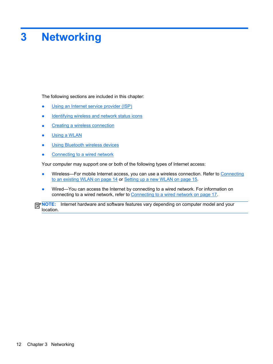 Networking, 3 networking, Information, refer to | 3networking | HP Mini 210-3001xx PC User Manual | Page 22 / 89