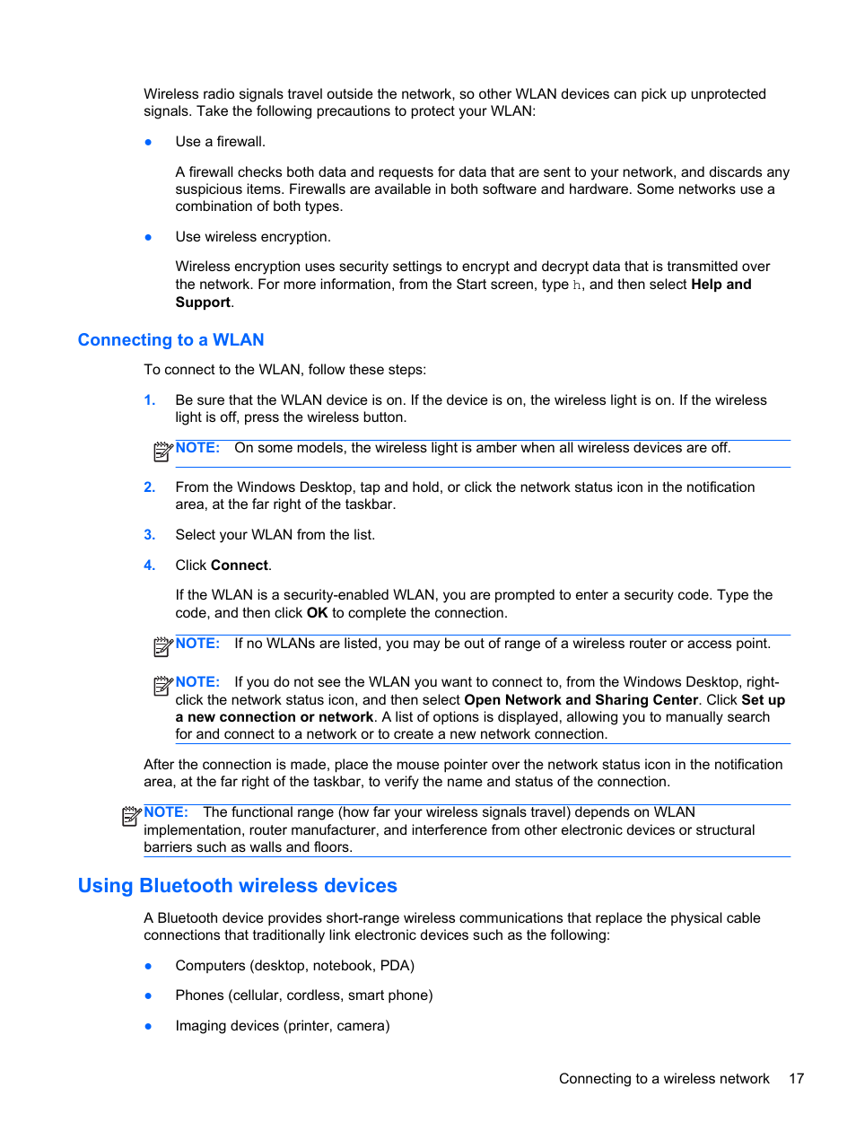 Connecting to a wlan, Using bluetooth wireless devices | HP ENVY Sleekbook 6-1110us User Manual | Page 27 / 82