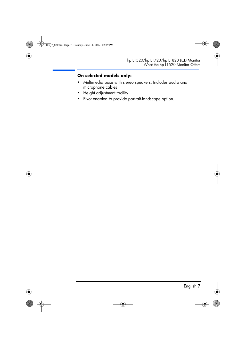 HP L1820 18 inch LCD Monitor User Manual | Page 8 / 57