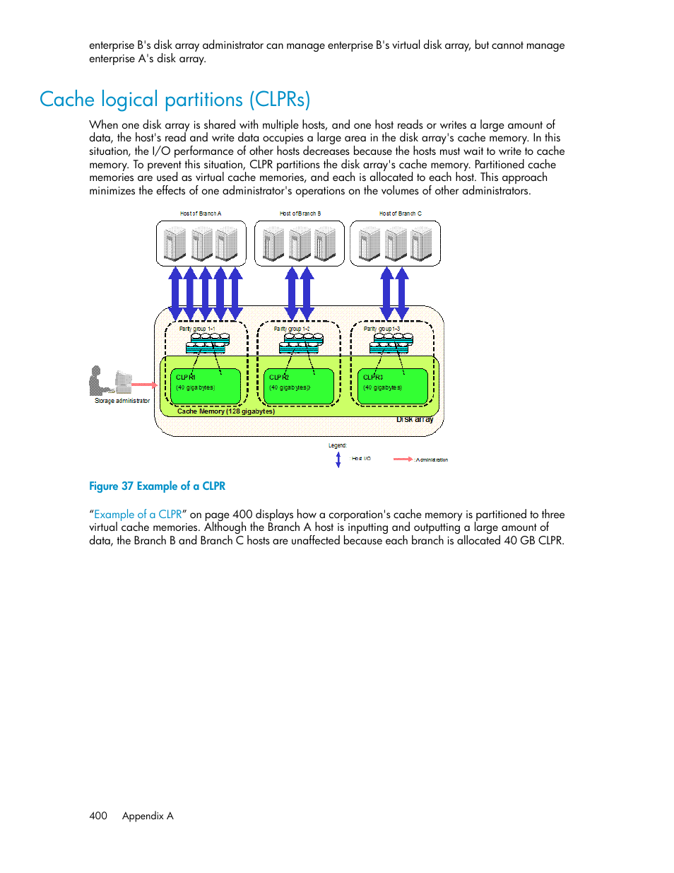 Cache logical partitions (clprs), Example of a clpr | HP XP P9000 Performance Advisor Software User Manual | Page 400 / 476