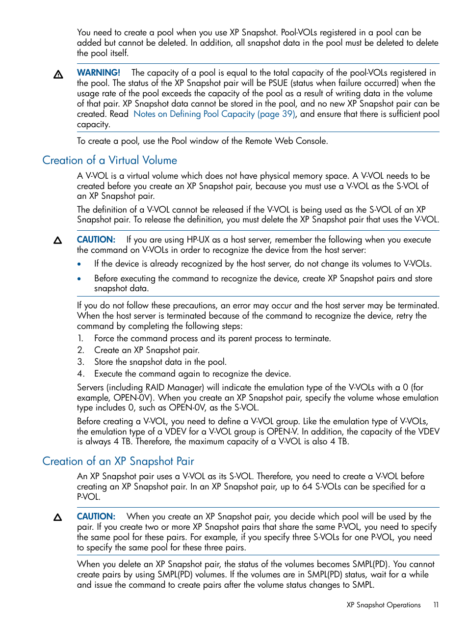 Creation of a virtual volume, Creation of an xp snapshot pair | HP StorageWorks XP Remote Web Console Software User Manual | Page 11 / 116
