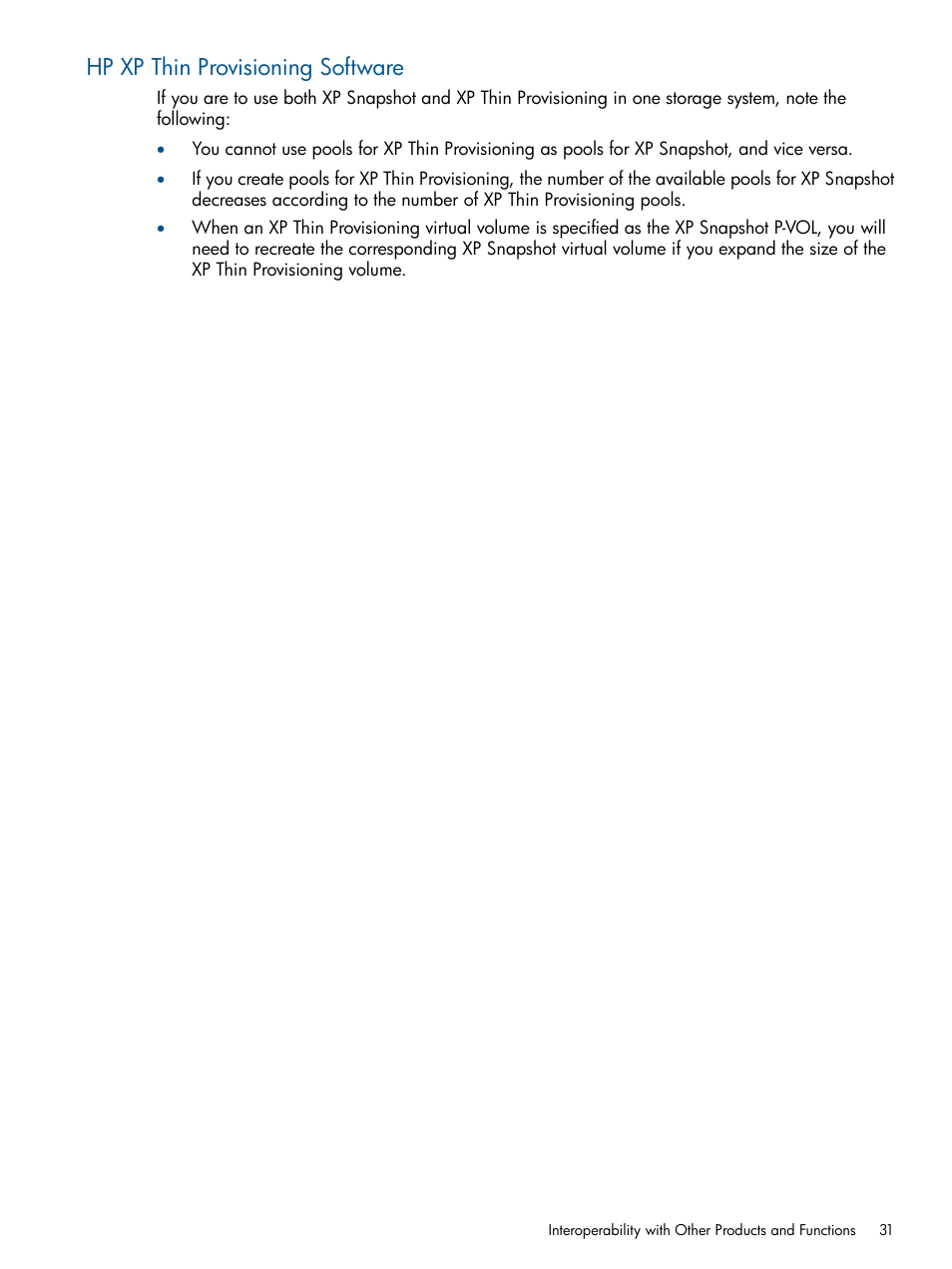 Hp xp thin provisioning software | HP StorageWorks XP Remote Web Console Software User Manual | Page 31 / 116