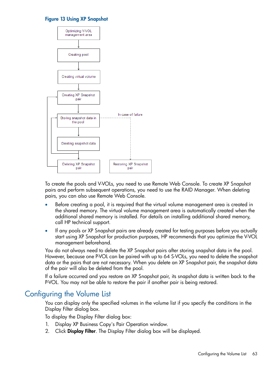 Configuring the volume list | HP StorageWorks XP Remote Web Console Software User Manual | Page 63 / 116