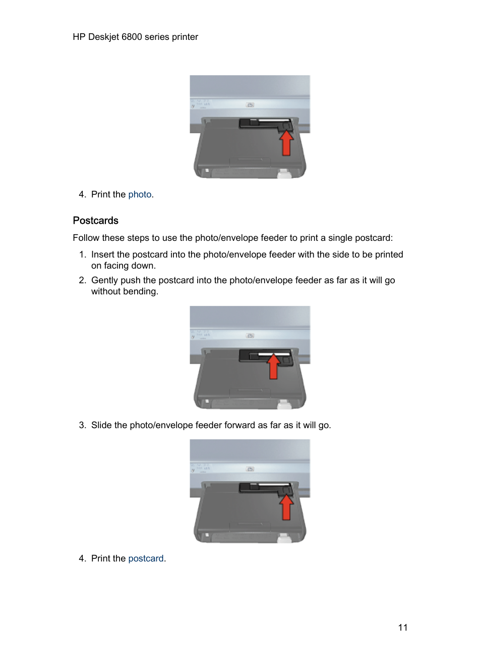 Postcards | HP Deskjet 6840 Color Inkjet Printer User Manual | Page 11 / 193