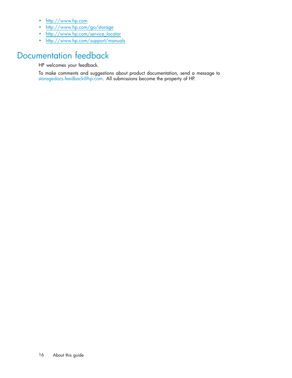 Documentation feedback | HP XP Performance Advisor Software User Manual | Page 16 / 165