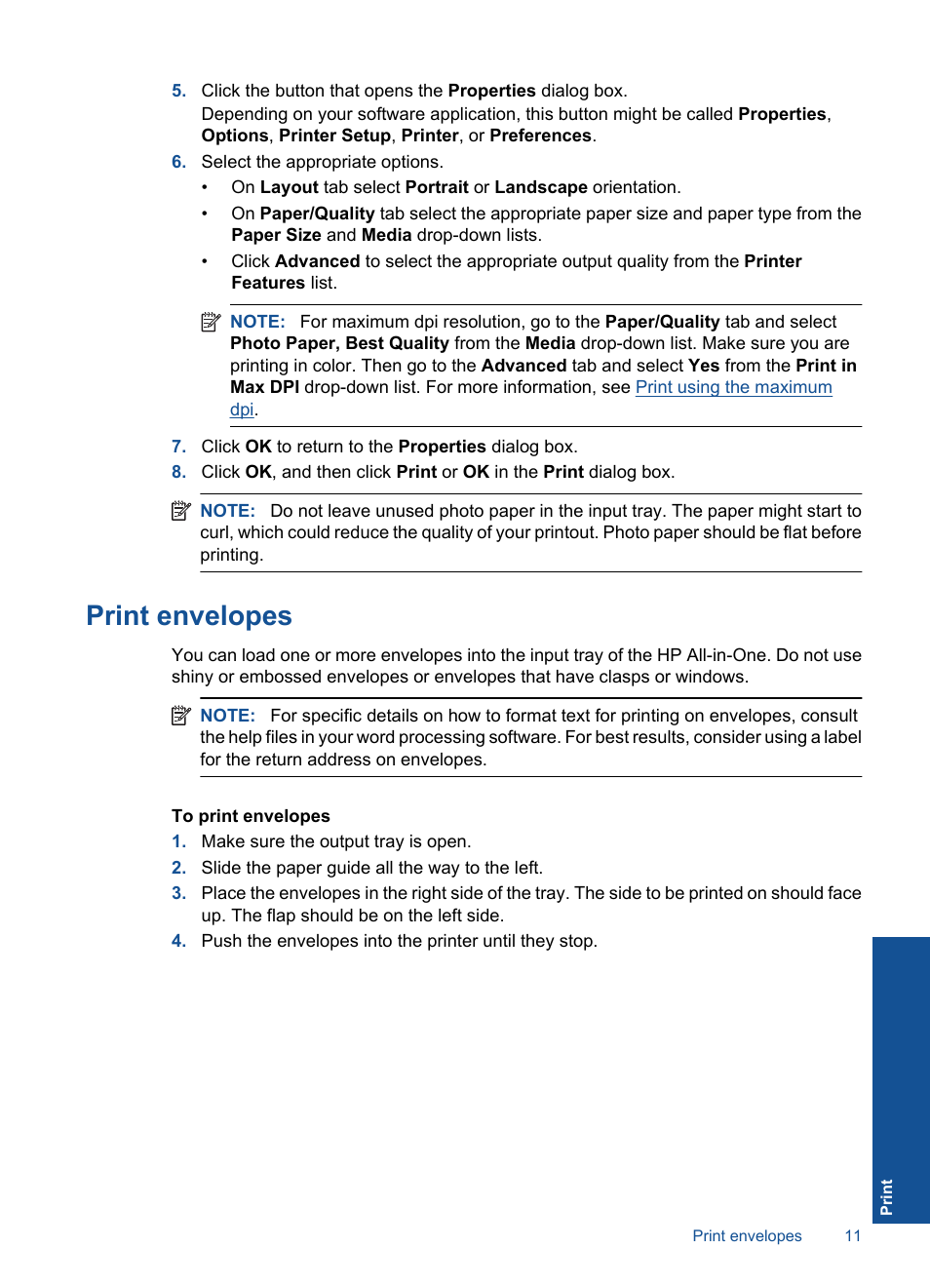 Print envelopes | HP Deskjet 3050 User Manual | Page 13 / 66