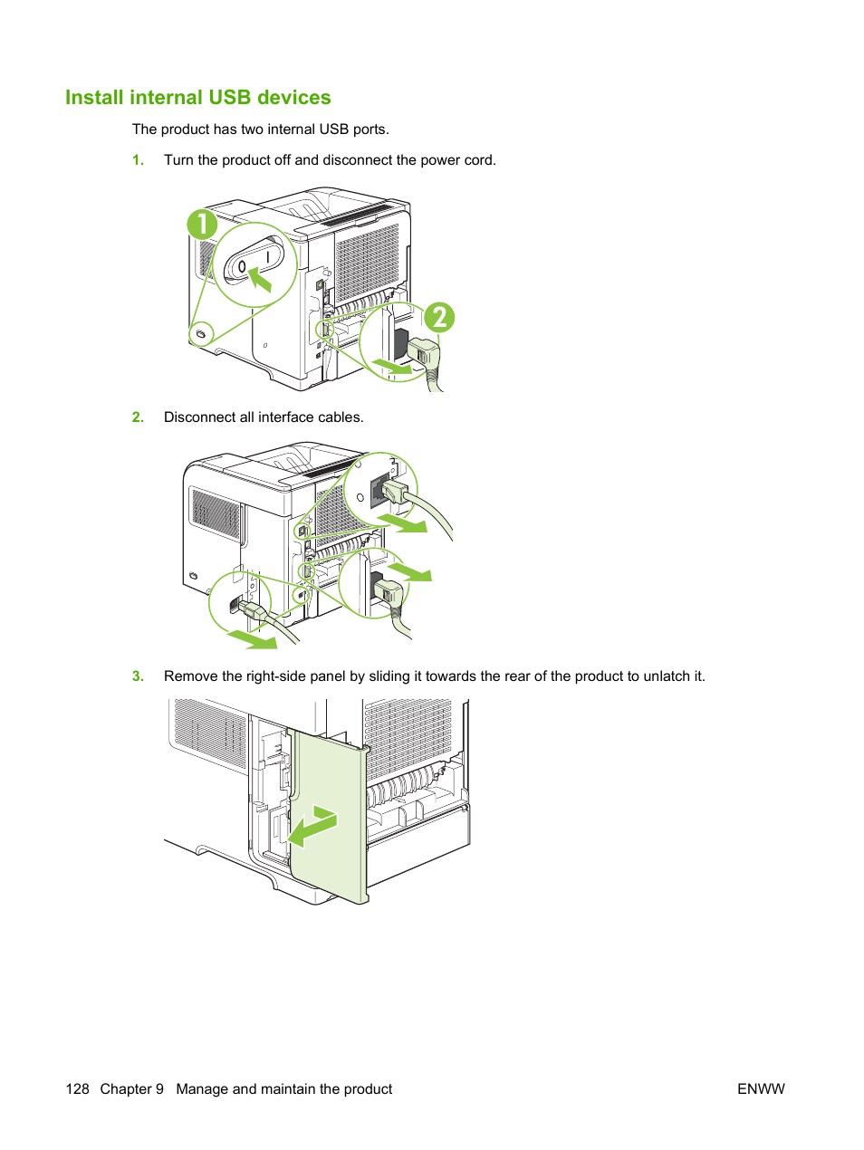 Install internal usb devices | HP LaserJet P4015 Printer series User Manual | Page 140 / 246