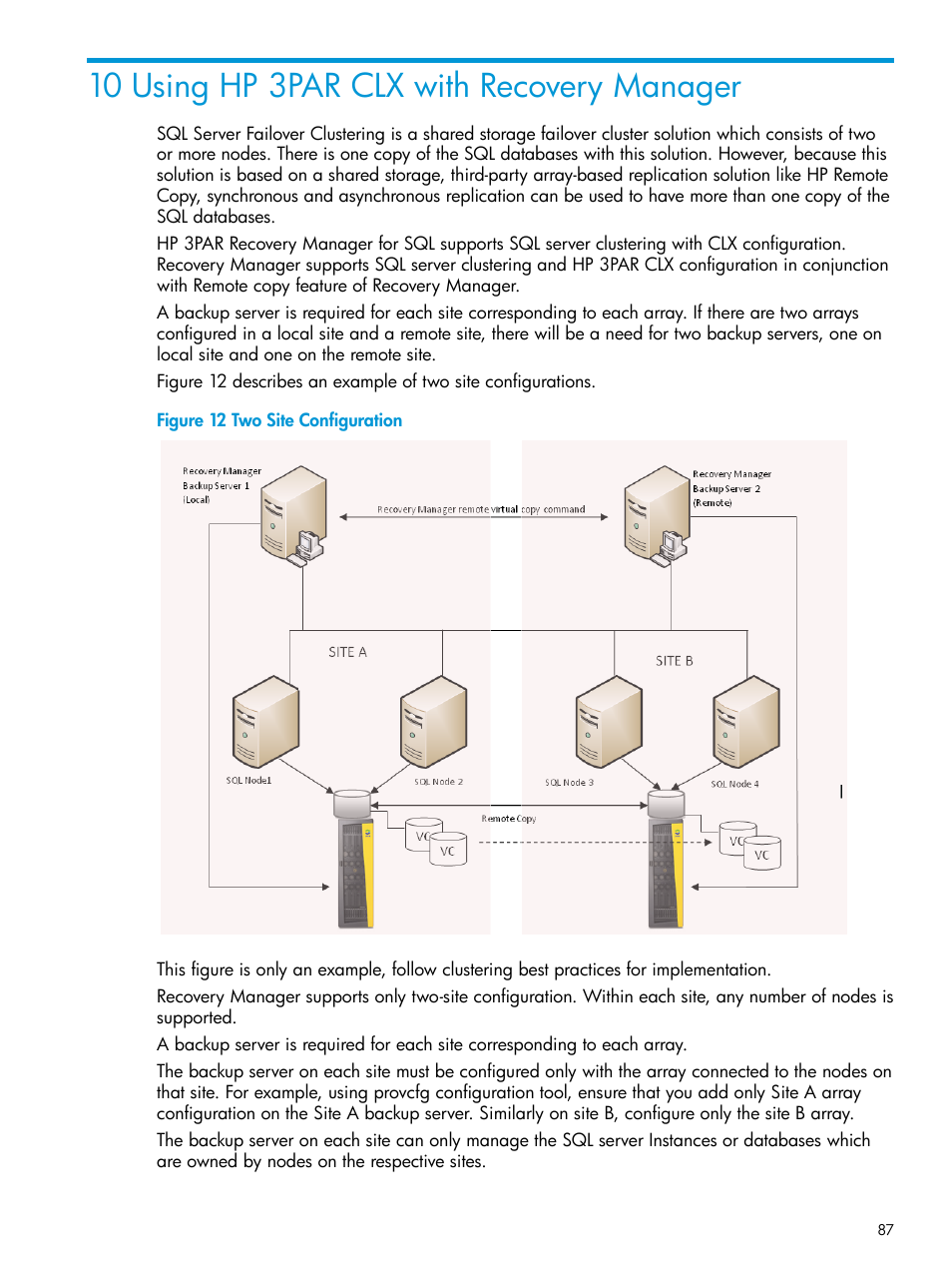 10 using hp 3par clx with recovery manager | HP 3PAR Recovery Manager Software for Microsoft SQL Server Licenses User Manual | Page 87 / 108