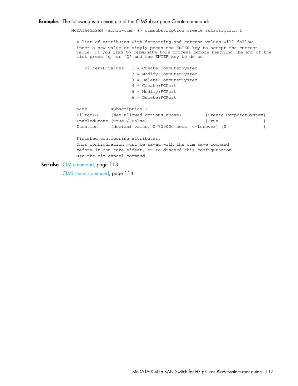 HP McDATA 4Gb SAN Switch for HP BladeSystem p-Class User Manual | Page 117 / 226