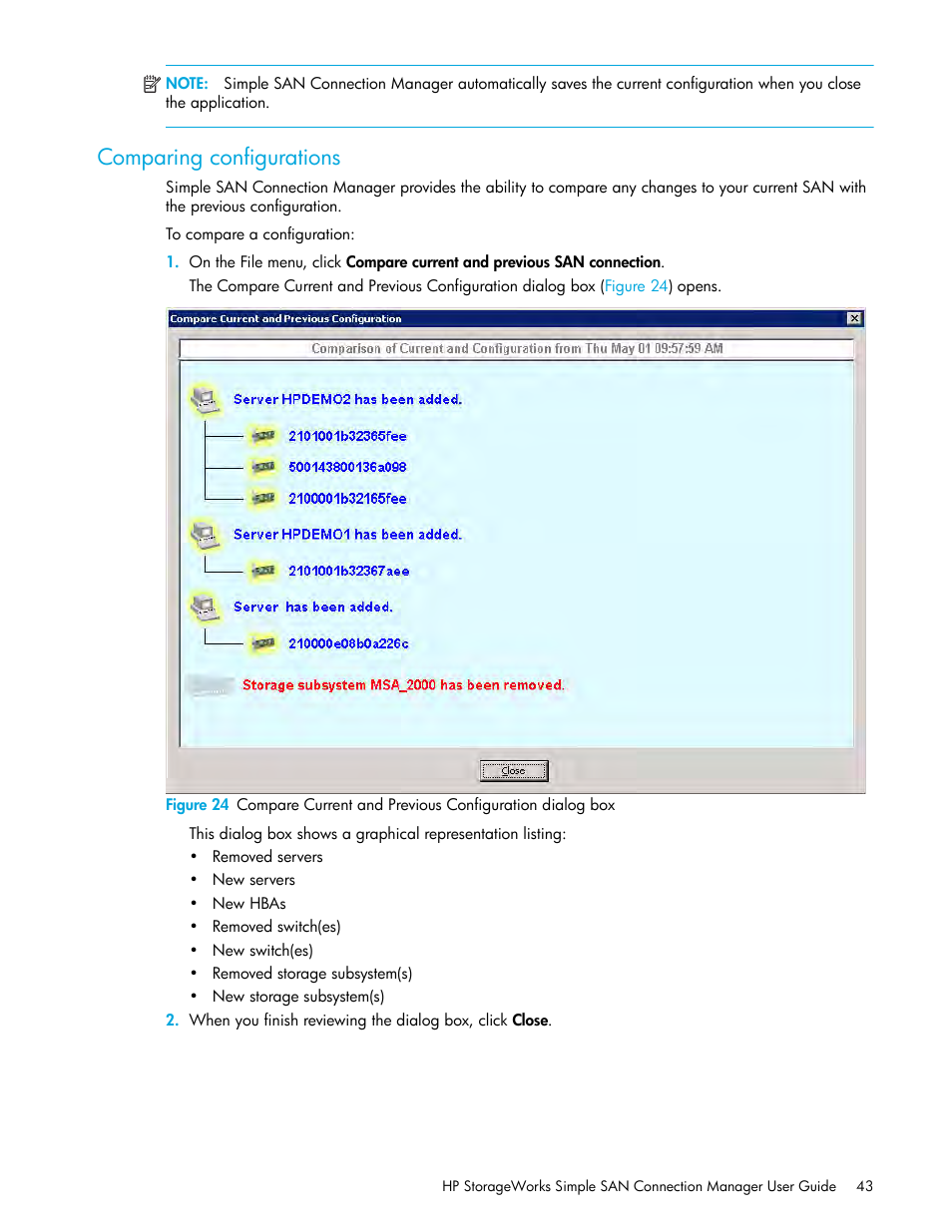 Comparing configurations, Comparing, Configurations | HP 8.20q Fibre Channel Switch User Manual | Page 43 / 150