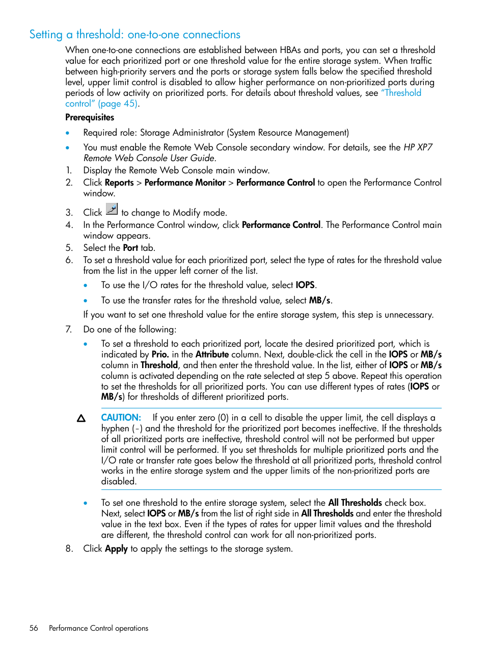 Setting a threshold: one-to-one connections | HP XP7 Storage User Manual | Page 56 / 227