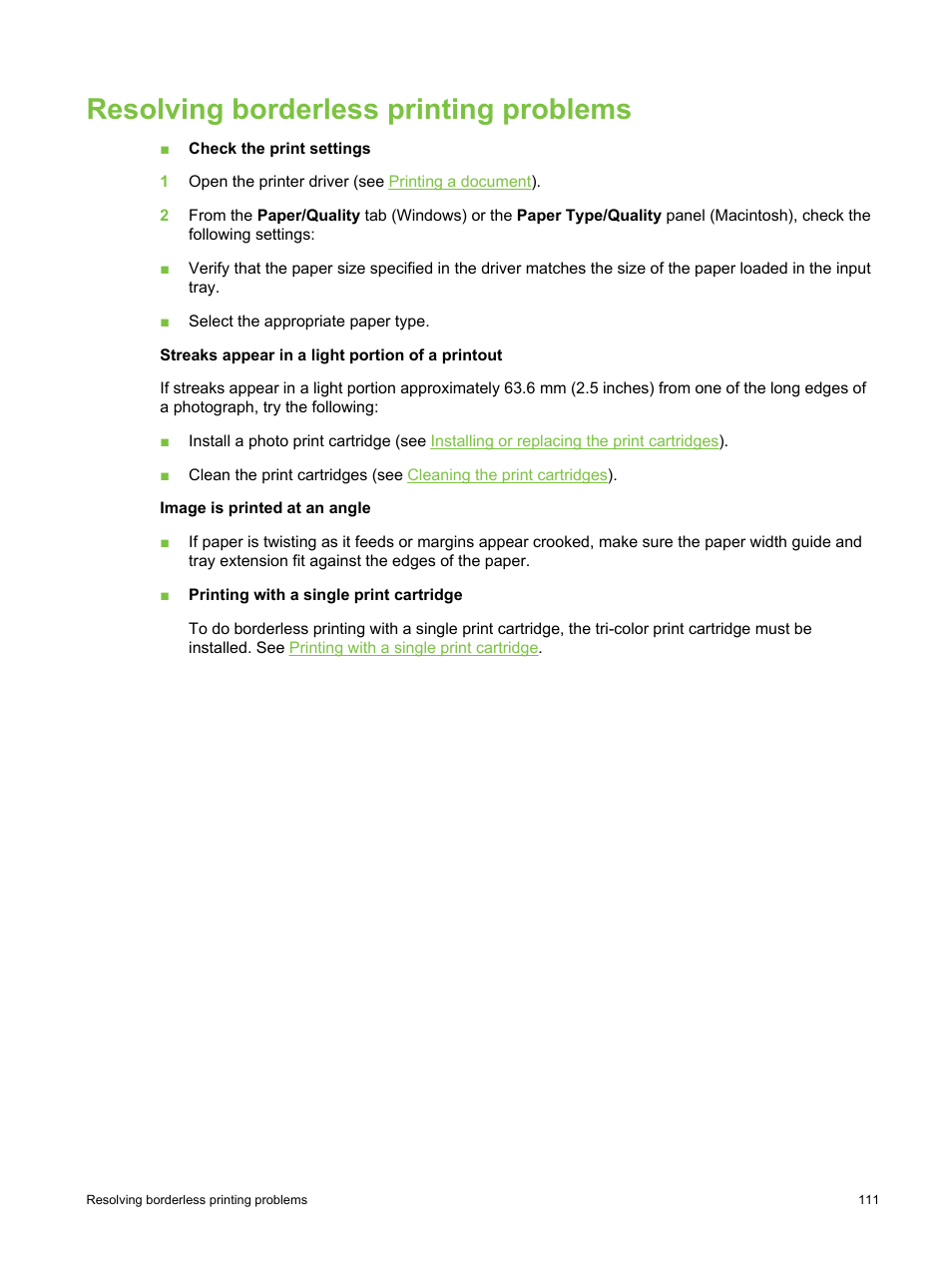 Resolving borderless printing problems | HP Deskjet 9800 Printer series User Manual | Page 121 / 172