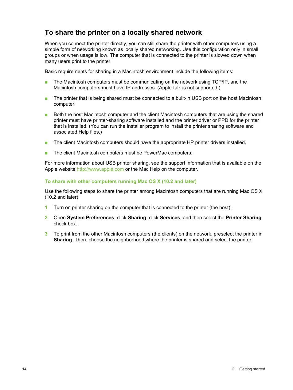 To share the printer on a locally shared network | HP Deskjet 9800 Printer series User Manual | Page 24 / 172