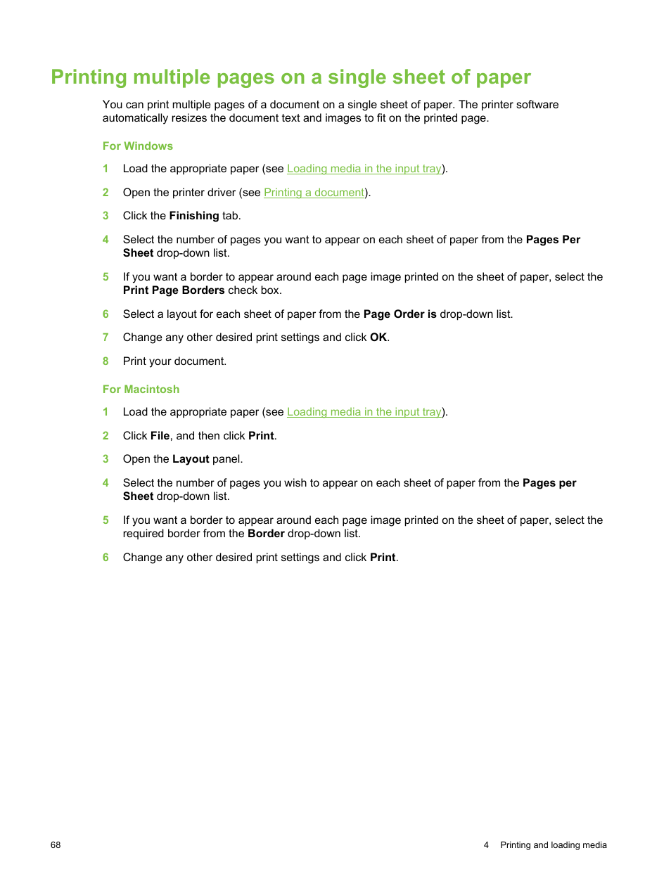 Order of the layout. see, Printing multiple pages on a single sheet of paper | HP Deskjet 9800 Printer series User Manual | Page 78 / 172