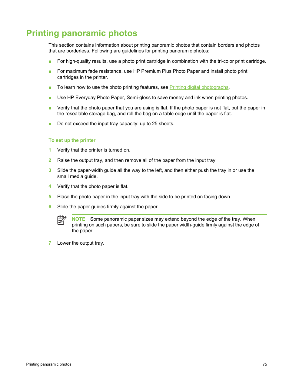 Printing panoramic photos | HP Deskjet 9800 Printer series User Manual | Page 85 / 172