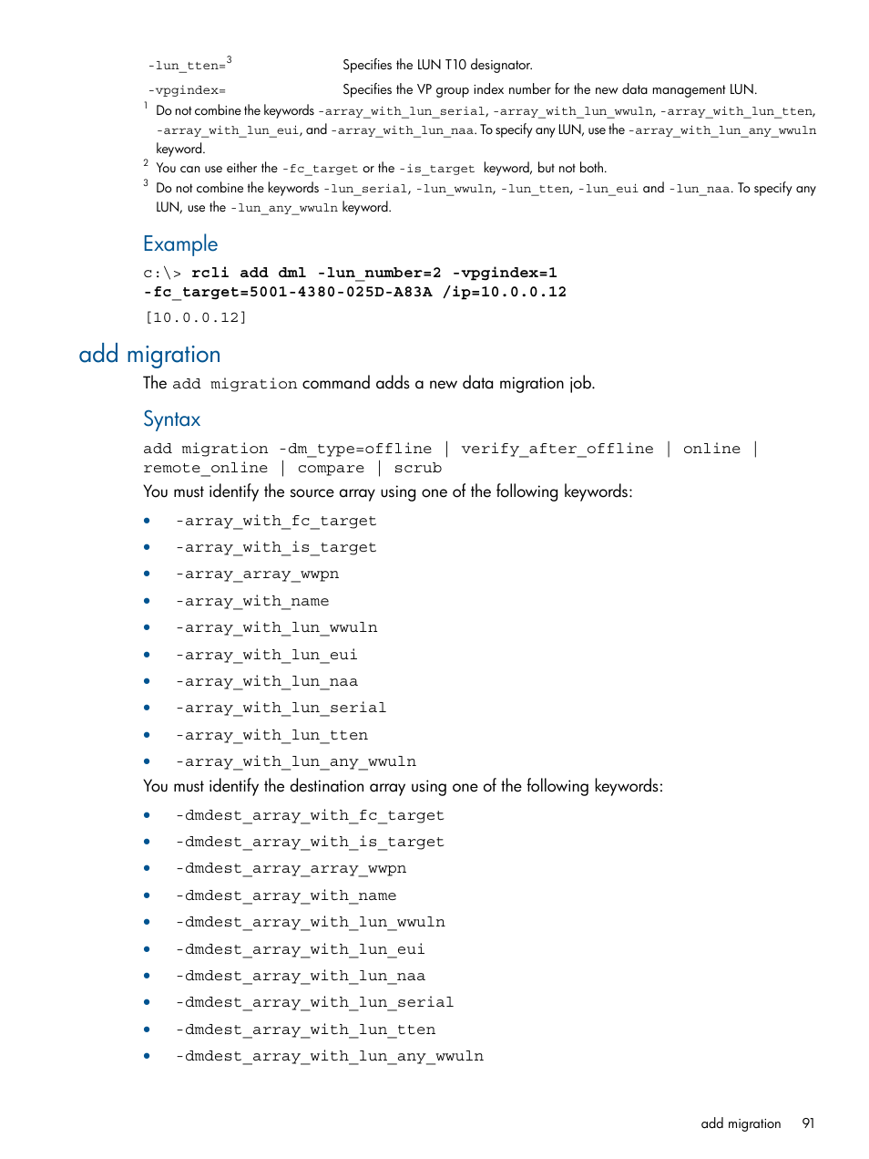 Add migration, Example, Syntax | HP MPX200 Multifunction Router User Manual | Page 91 / 120