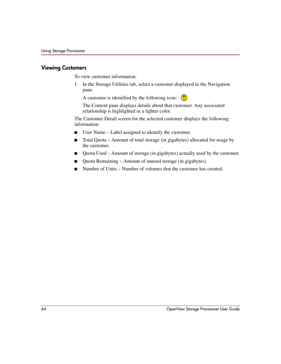 Viewing customers | HP OpenView Storage Provisioner Software License User Manual | Page 66 / 172