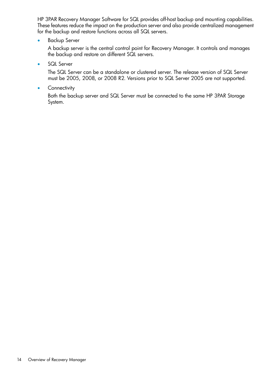 HP 3PAR Application Software Suite for Microsoft SQL Licenses User Manual | Page 14 / 84