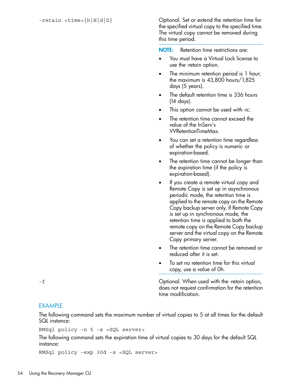 HP 3PAR Application Software Suite for Microsoft SQL Licenses User Manual | Page 54 / 84