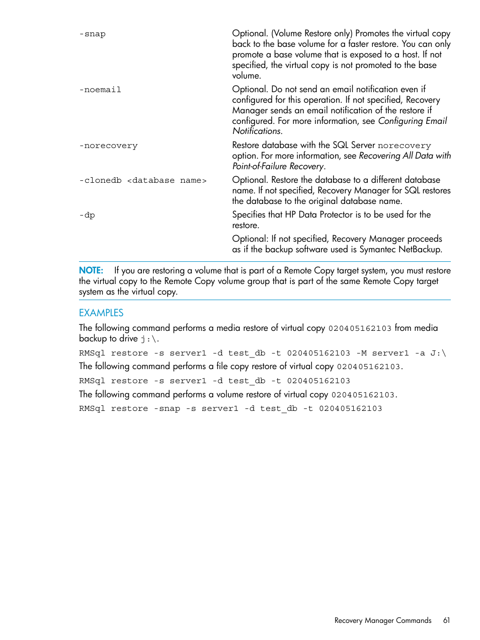 HP 3PAR Application Software Suite for Microsoft SQL Licenses User Manual | Page 61 / 84