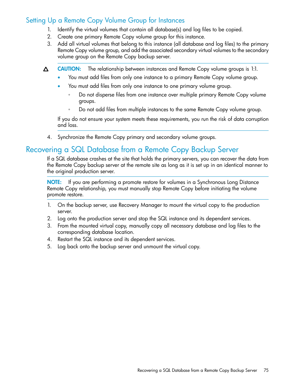 HP 3PAR Application Software Suite for Microsoft SQL Licenses User Manual | Page 75 / 84
